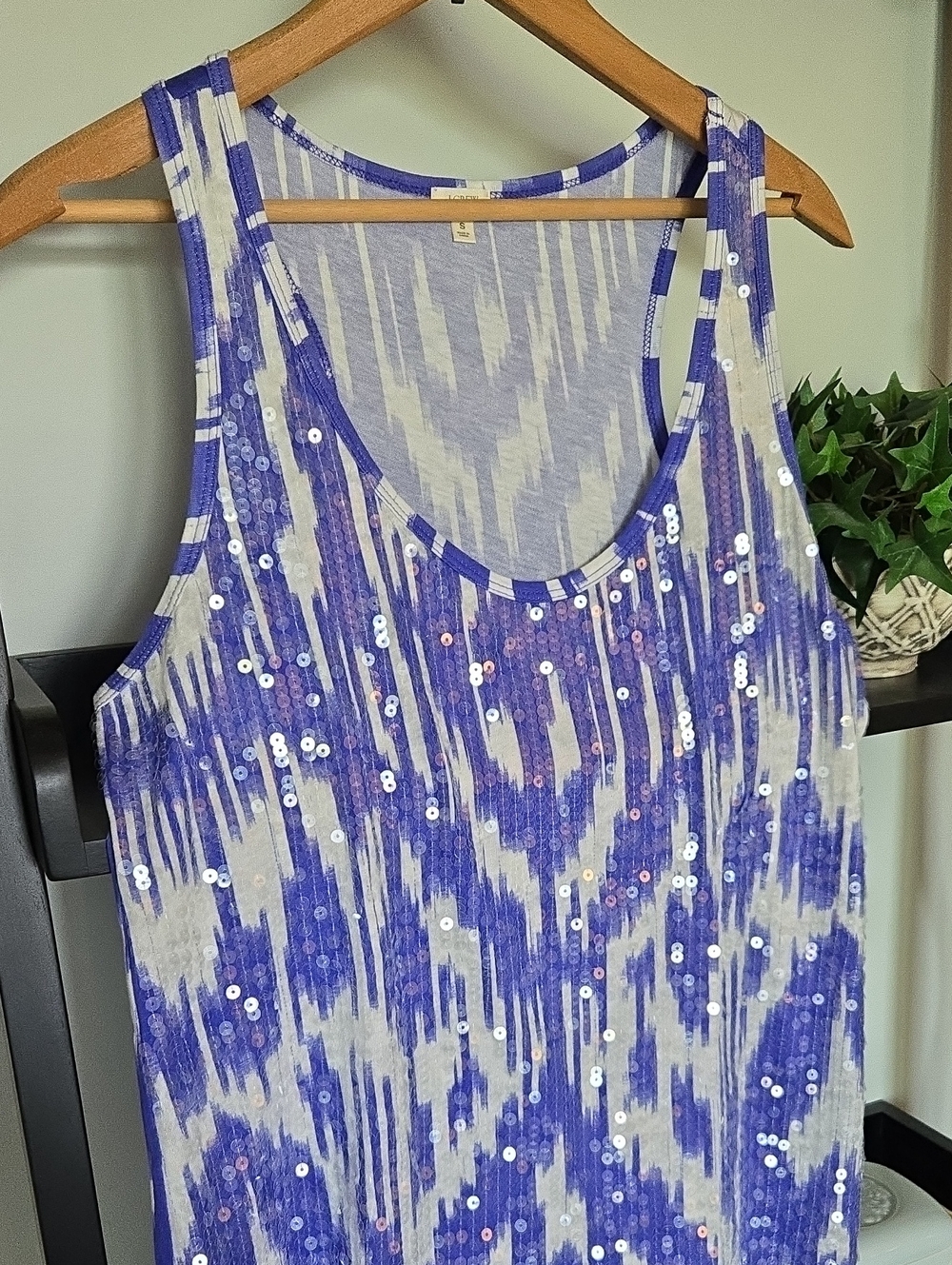 J. Crew Purple and White Sequin Tank Top